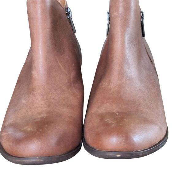 Lucky Brand Basel Booties Toffee Side Zip 1.5" Block Heel Round Toe 10W *WIDE* - Picture 4 of 16